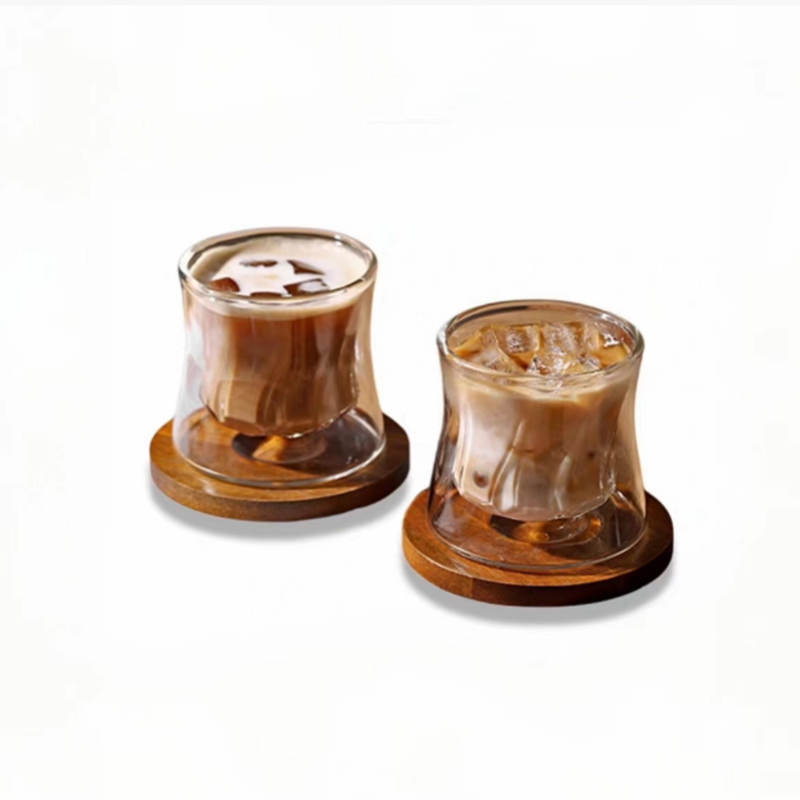 custom double wall glass coffee mugs cups