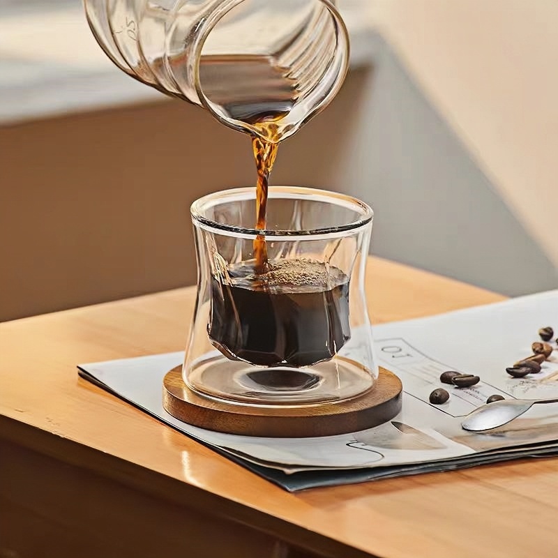 custom double wall glass coffee mugs cups