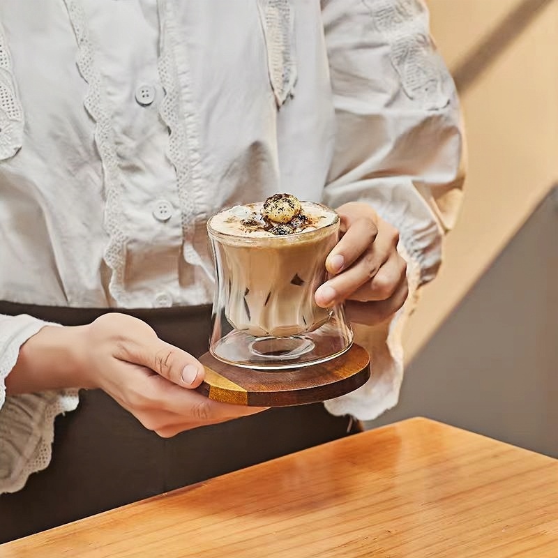 custom double wall glass coffee mugs cups