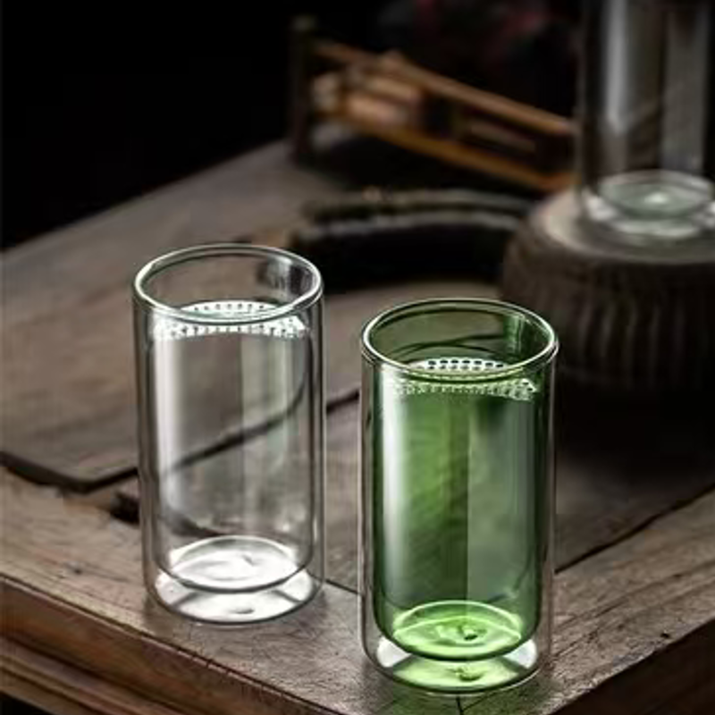 customized double wall glass tea cups beer mugs