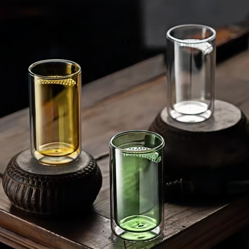 customized double wall glass tea cups beer mugs