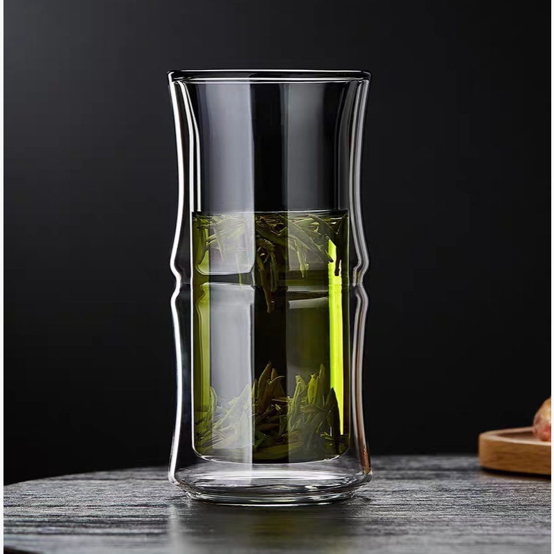 insulated reusable double glass coffee cups mugs tumbler with straw