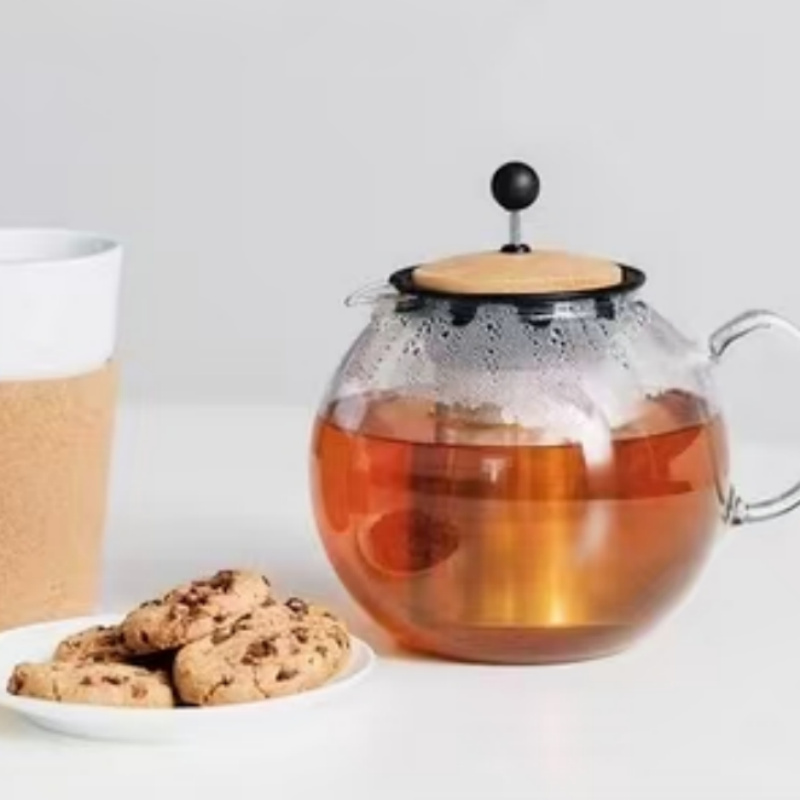 infuser clear glass teapot bloom set with strainer