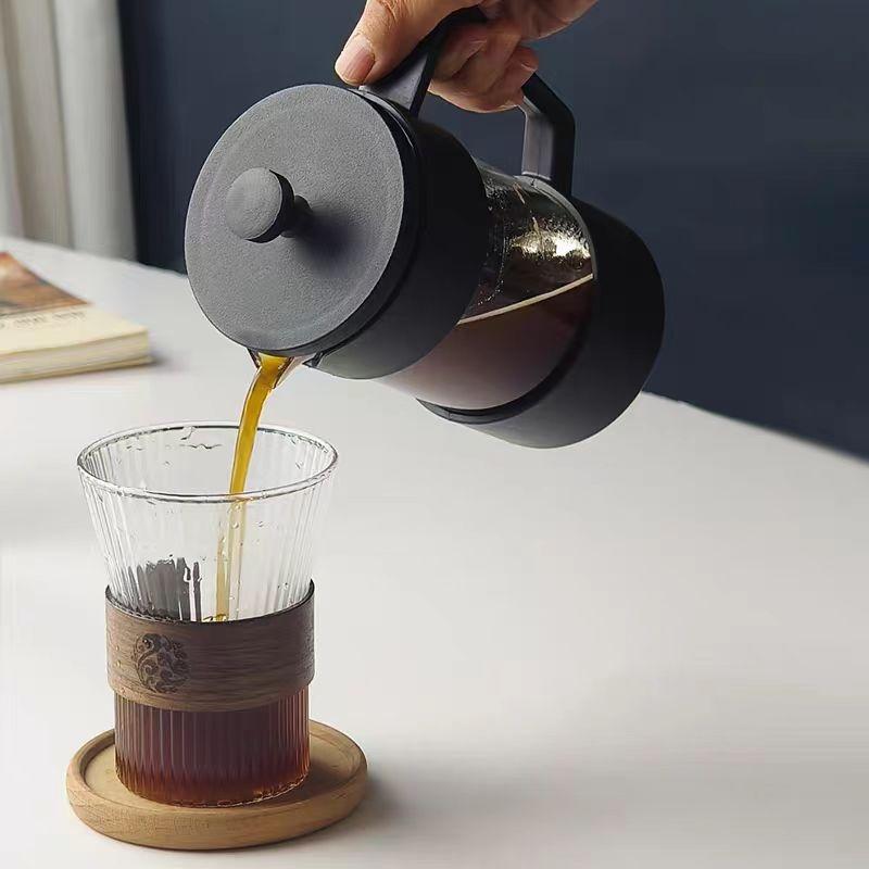 amber glass coffee plunger french press carafe