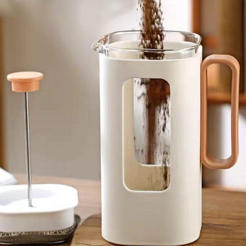 best square large double walled glass french press pot coffee plunger