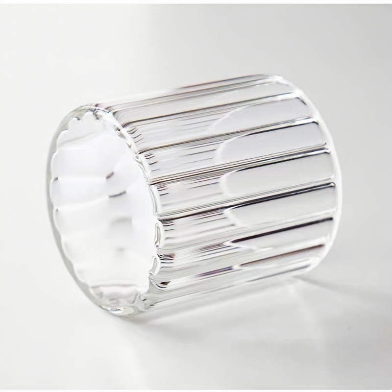 Amazon modern transparent ribbed glass coffee mugs for iced coffee