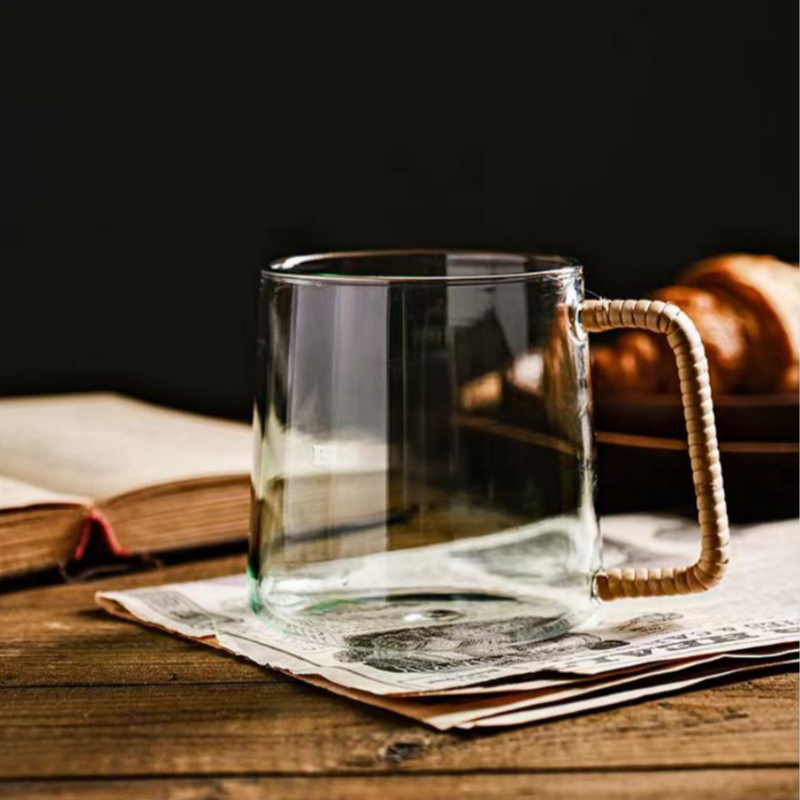 Insulated transparent glass coffee cup glass coffee mugs with handles