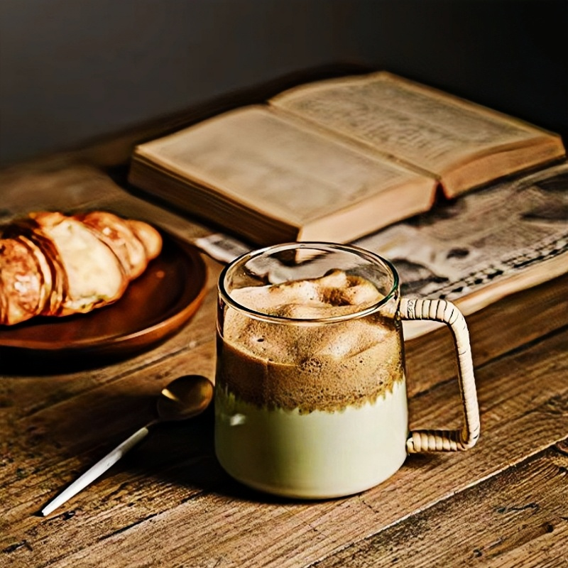 Insulated transparent glass coffee cup glass coffee mugs with handles