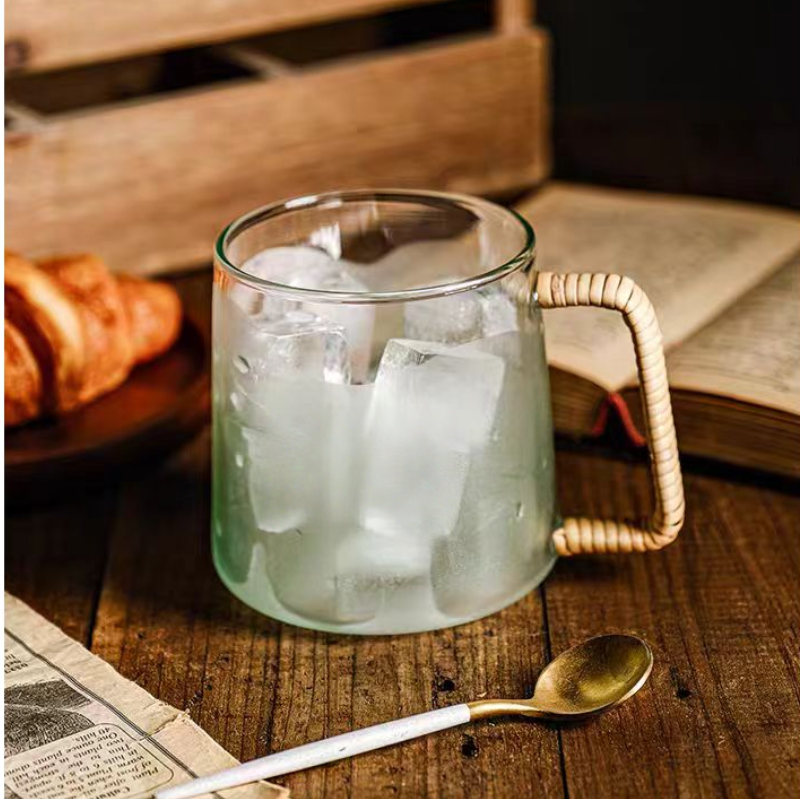 Insulated transparent glass coffee cup glass coffee mugs with handles