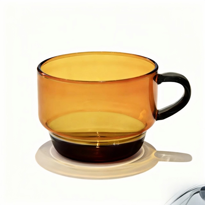 أكواب شاي صغيرة من زجاج البوروسيليكات بلون البوروسيليكات مع مقبض