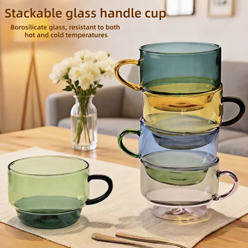 Small tuikish borosil colored tea cups glass tea mugs with handle