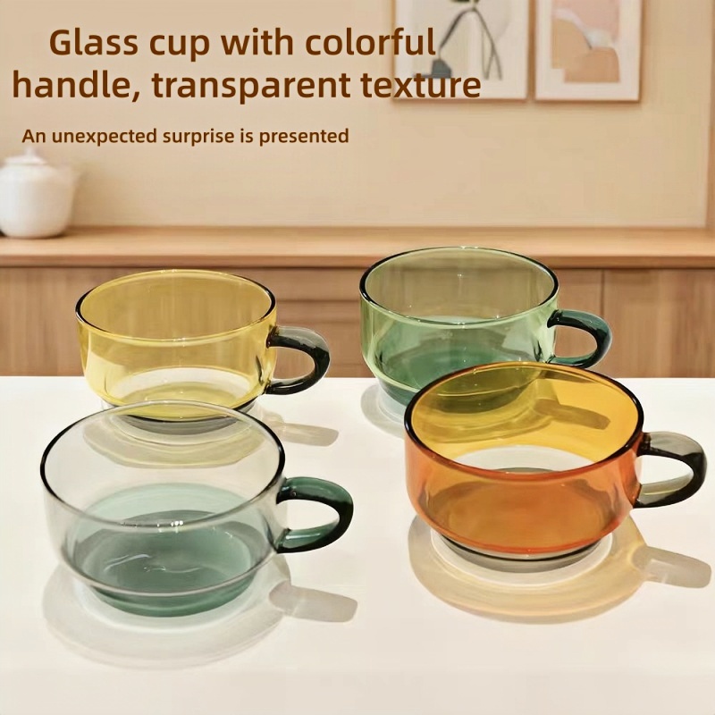 Small tuikish borosil colored tea cups glass tea mugs with handle