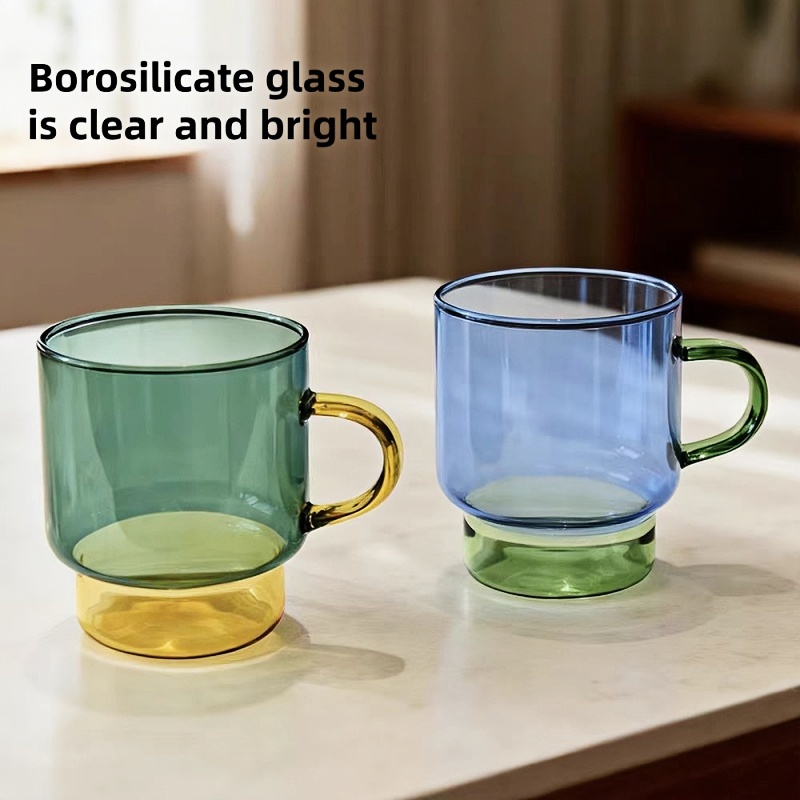 Borosil persian glass tea cups colored glass tea mugs with handle