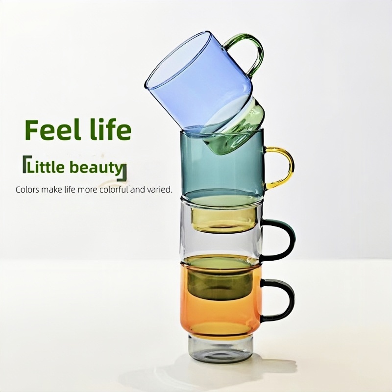 Borosil persian glass tea cups colored glass tea mugs with handle