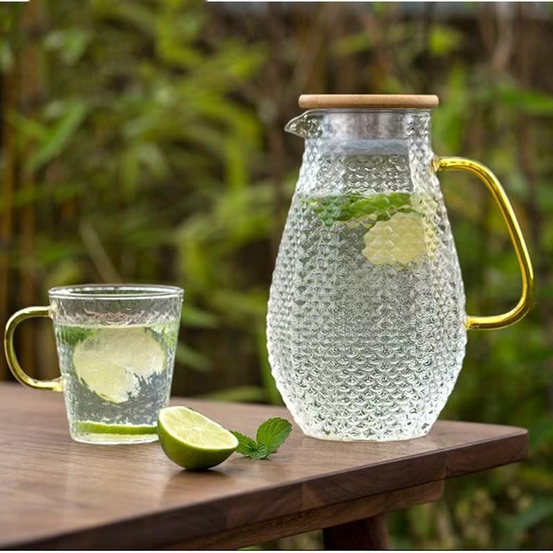 Wholesale glass water carafe with lid