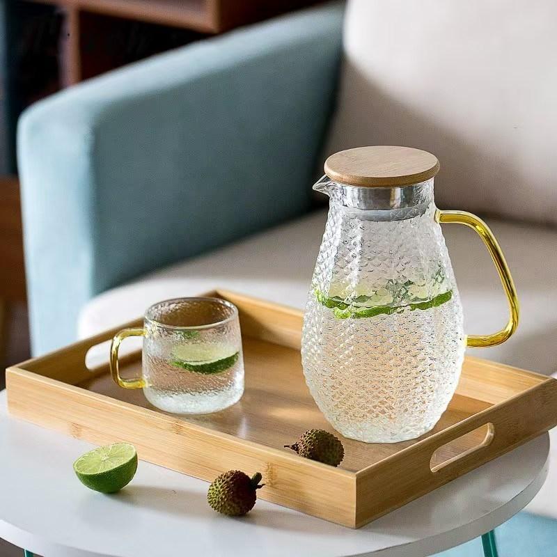 Wholesale glass water carafe with lid