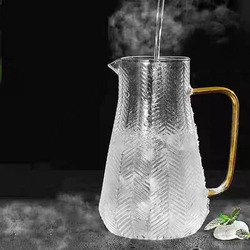 Borosilicate nigh table drink orange juice carafe with spout glass bedside water carafe