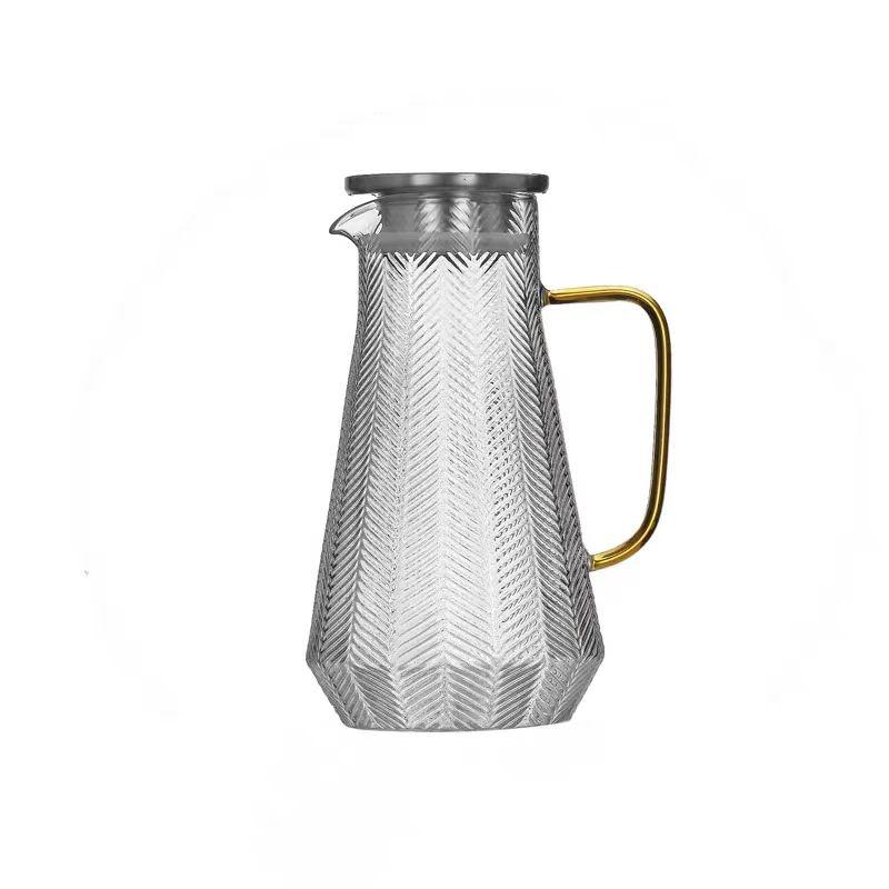 Jus oren minuman meja borosilikat dengan muncung kaca di sisi katil