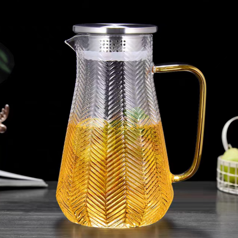 Borosilicate nigh table drink orange juice carafe with spout glass bedside water carafe