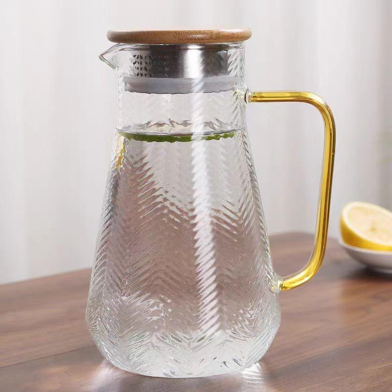Borosilicate nigh table drink orange juice carafe with spout glass bedside water carafe
