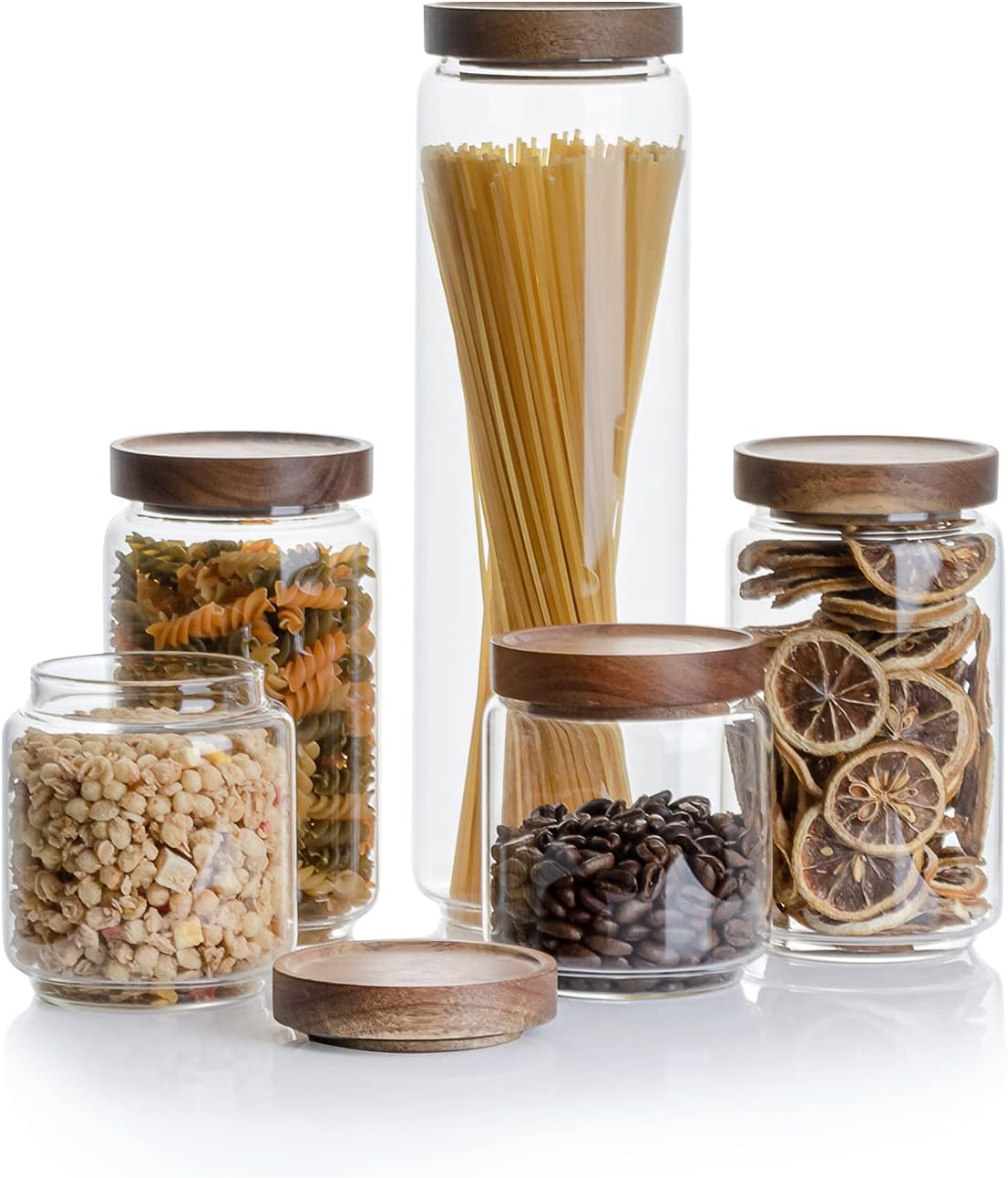 Cylinder Shaped Airtight Glass Spaghetti Jar Pasta Oat Storage Jars with Wooden Lid