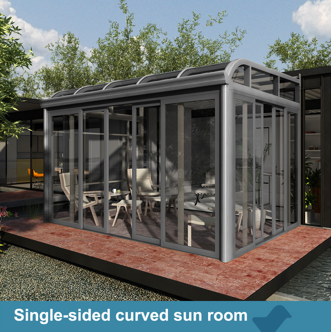 สวนกระจกห้องอาบแดดโค้งด้านเดียว