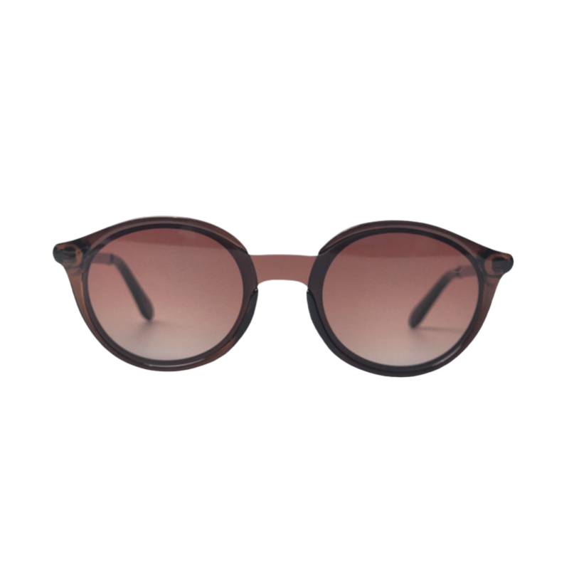 Gafas redondas de metal con montura roja