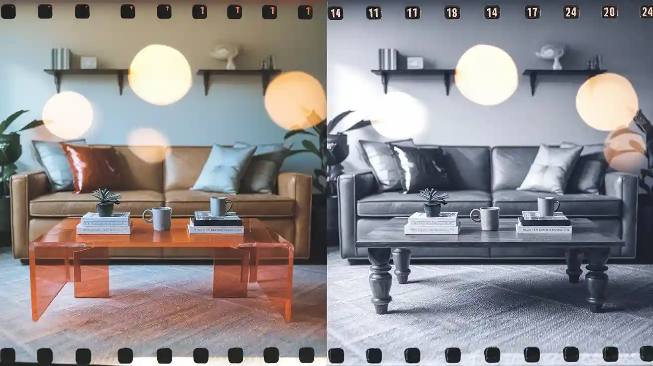 Comparaison entre les tables basses en acrylique orange et les modèles traditionnels