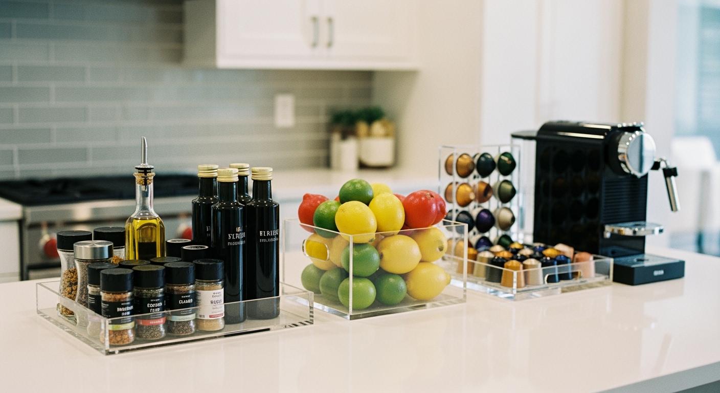 5 transparente Acryl-Tabletts zur Organisation Ihrer Küche