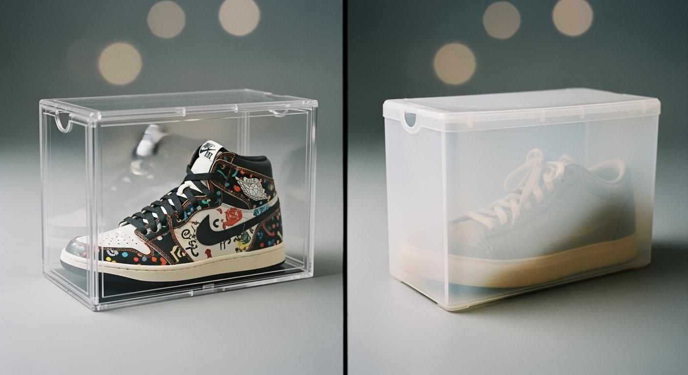 Scatola per scarpe in acrilico o in plastica: chi vince?