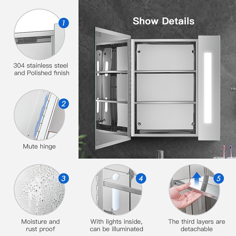DONKING Bathroom Sink Cabinet With Led Mirror