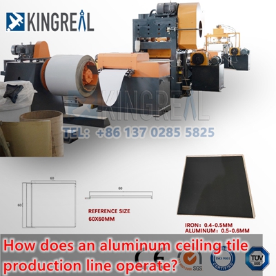How does an aluminum ceiling tile production line operate?