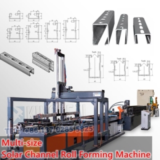 Machine de formage de rouleaux de canaux solaires multi-tailles