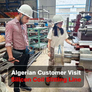 Visita di un cliente algerino: linea di taglio per bobine di silicio