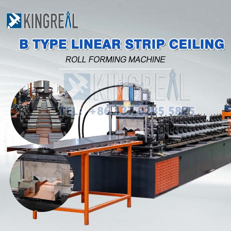 Machine de fabrication de plafonds à bandes linéaires métalliques