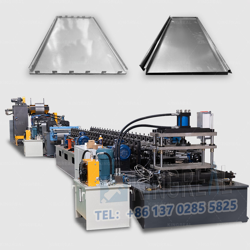 Machine de profilage à rouleaux pour panneaux de rayonnages de supermarché