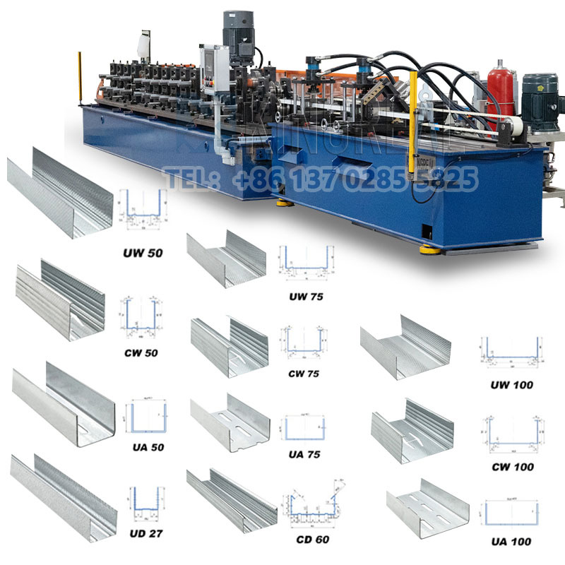 Máquina de conformação de rolos para perfis e trilhos de drywall