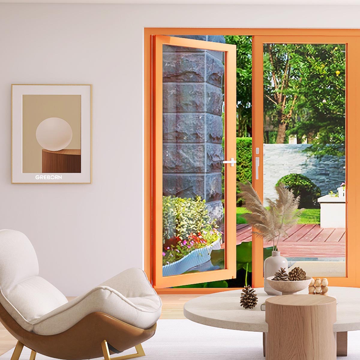 Household aluminum alloy bi-folding door