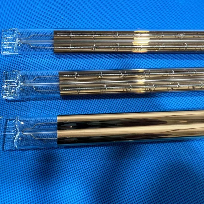 Golden Coated Halogen Quartz Ir Heating Lamp For Shoe Manufacturer