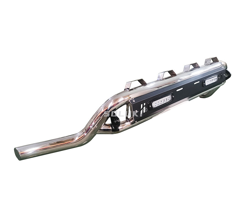 Polished Stainless Steel Bull Bar Fascia With LED Lights