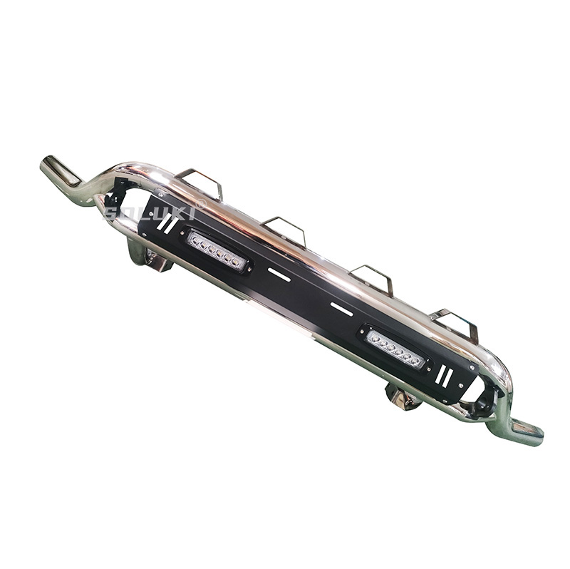 Polished Stainless Steel Bull Bar Fascia With LED Lights
