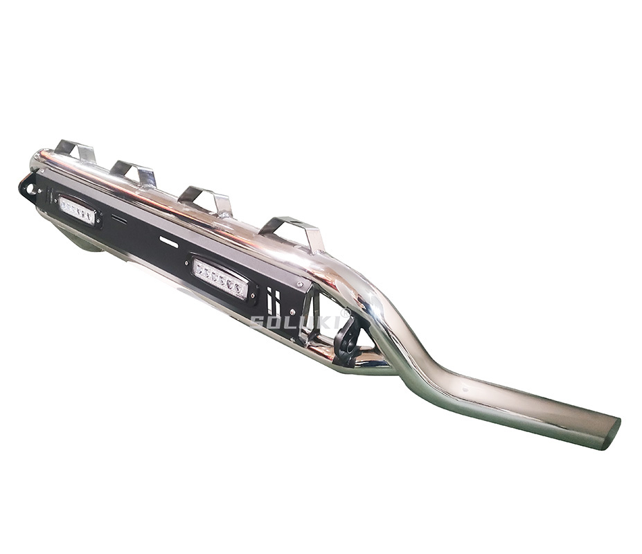 Polished Stainless Steel Bull Bar Fascia With LED Lights