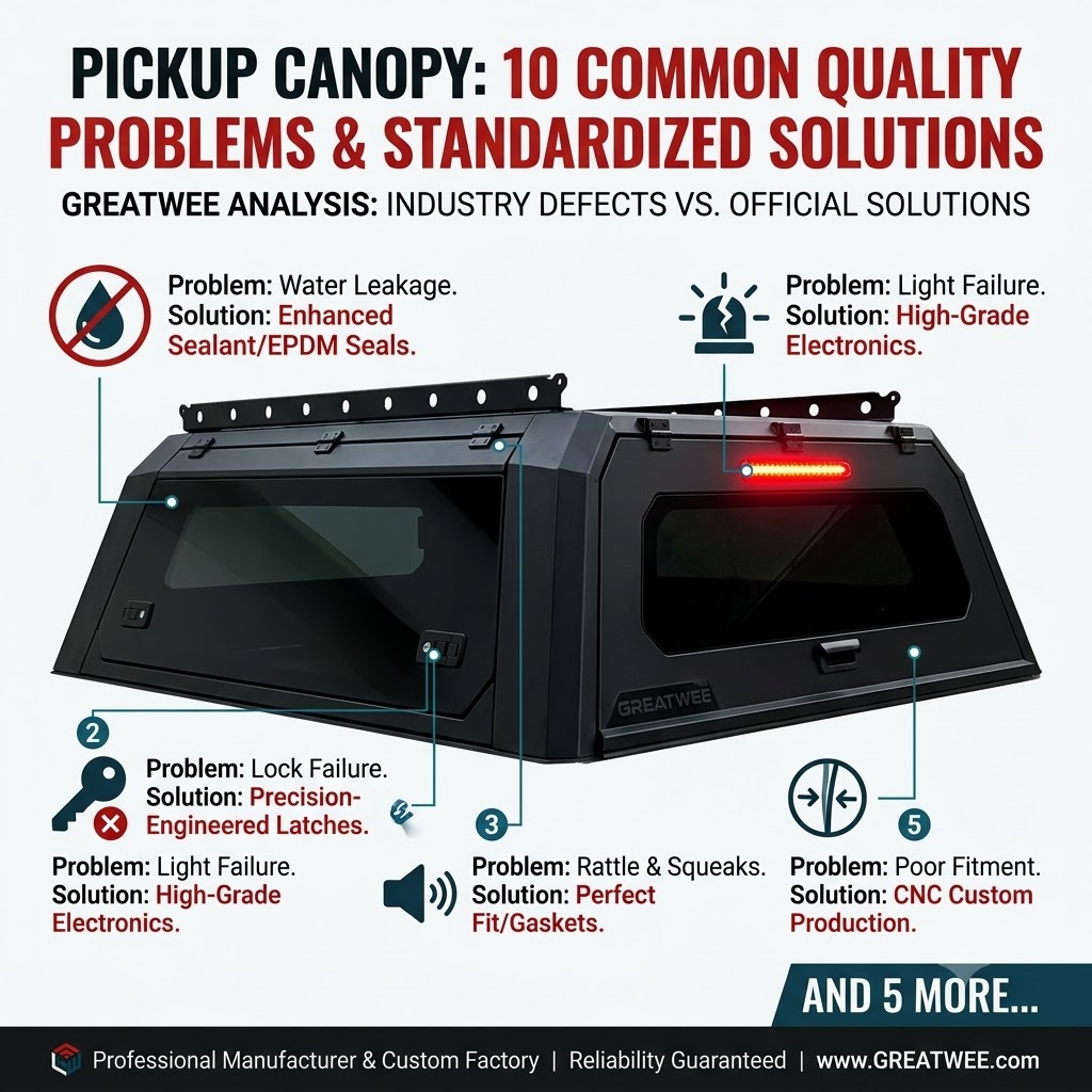 Bâche de pick-up : 10 problèmes de qualité courants et solutions standard | Fabricant professionnel et usine sur mesure