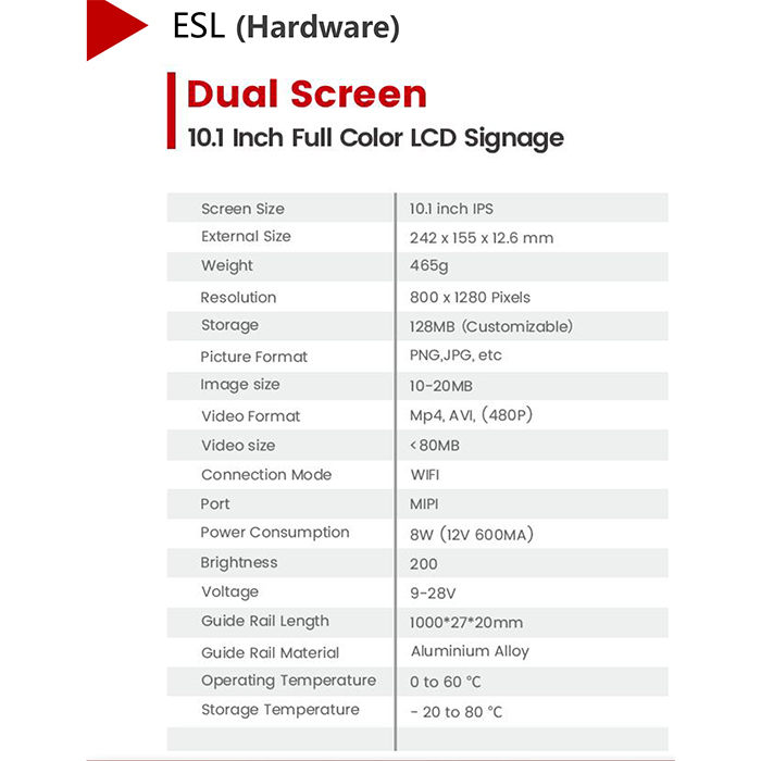 Single Screen10.1 Inch Full Color LcD Signage