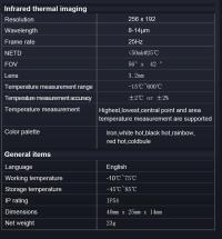 TOOLTOP T7 256*192 Android Card-type Thermal Imaging Camera 25Hz Photo Taking Support Multi-language