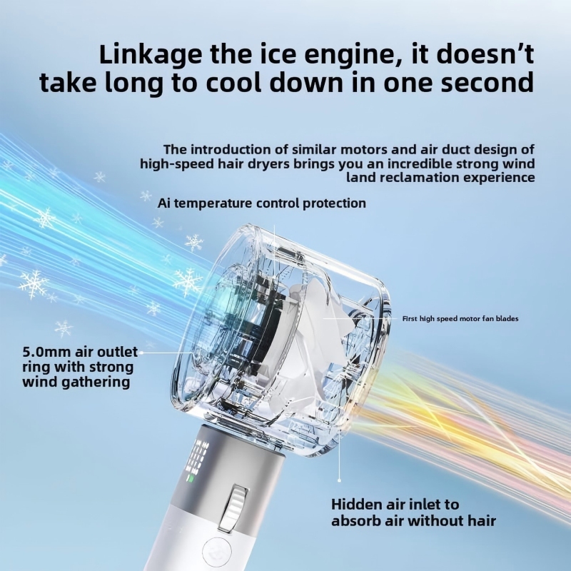 Portable cooling handheld battery fan