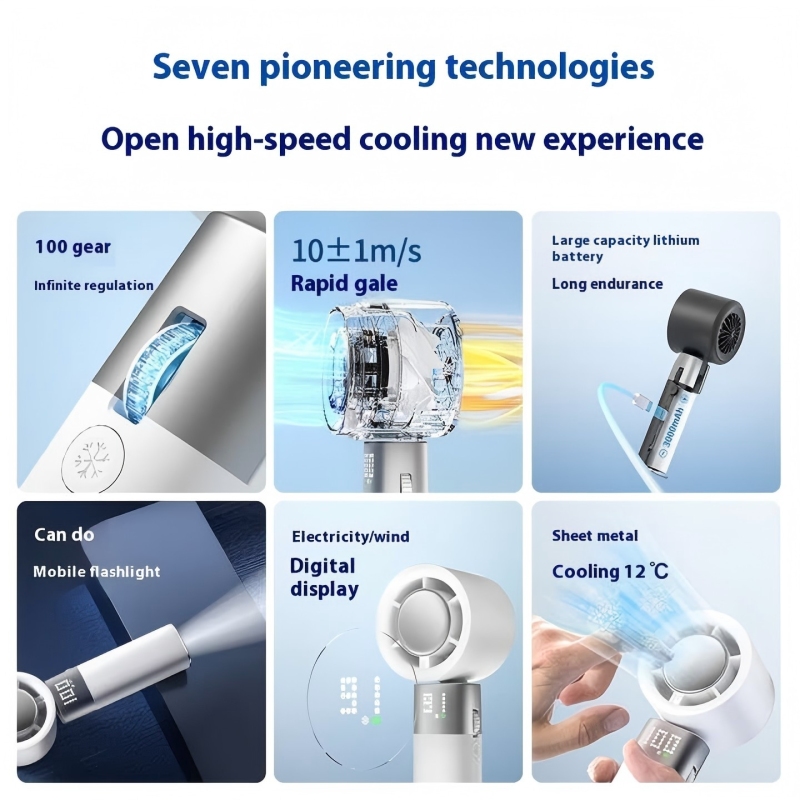 Portable cooling handheld battery fan