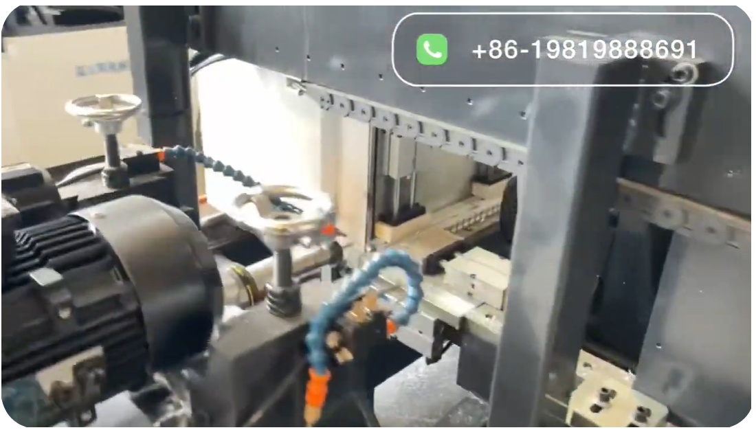 Aluminum Corners Automatic Machine for holes drilling, tapping, chamfering and cutting, Mullion Aluminum Corners Automatic Machine video