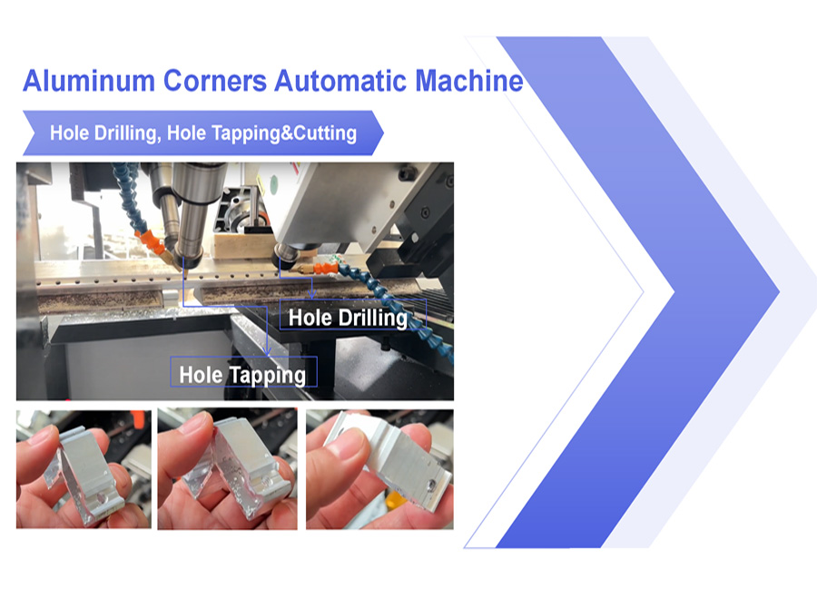 Aluminum Corners Automatic Machine for hole drilling, tapping and cutting