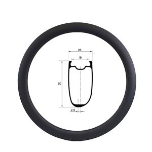 50mm深さ 700C ディスクブレーキ 非対称ロードカーボンリム